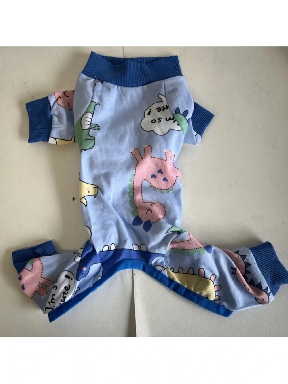 Dog Recovery Suit Size S Dinosaur Abdominal Wounds Surgery